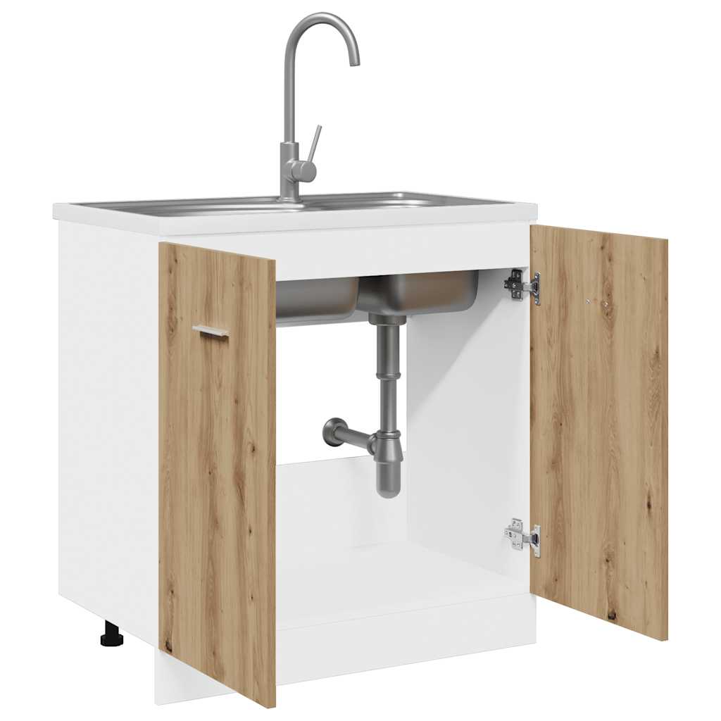 vidaXL Κάτω ντουλάπι νεροχύτη Lyon Artisan Oak Κατασκευασμένο ξύλο