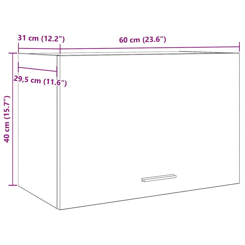 vidaXL Ντουλάπι Κρεμαστό Lyon Μαύρο 60x31x40 εκ. Επεξεργασμένο Ξύλο