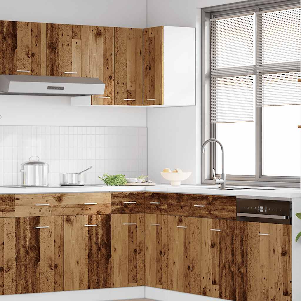 vidaXL κρεμαστό γωνιακό ντουλάπι Lyon Παλιό ξύλο Κατασκευασμένο ξύλο