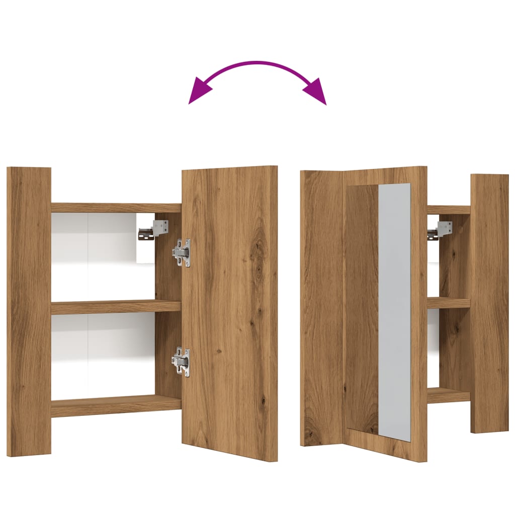 vidaXL Έπιπλο Καθρέφτη Μπάνιου LED Αρτισιανή Δρυς 40x12x45εκ Επεξ.Ξύλο