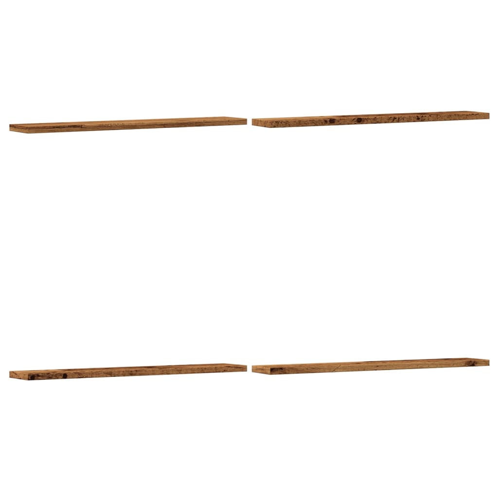 vidaXL Ράφια Βιβλιοθήκης 4 τεμ. Παλ. Ξύλο 60x10x1,5 εκ. από Επεξ. Ξύλο