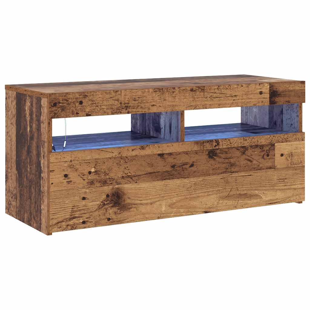 vidaXL Έπιπλο Τηλεόρασης LED Όψη Παλαιού Ξύλου 90x35x40 εκ. Επεξ. Ξύλο