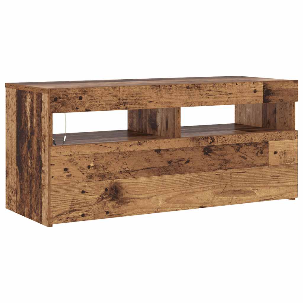 vidaXL Έπιπλο Τηλεόρασης LED Όψη Παλαιού Ξύλου 90x35x40 εκ. Επεξ. Ξύλο