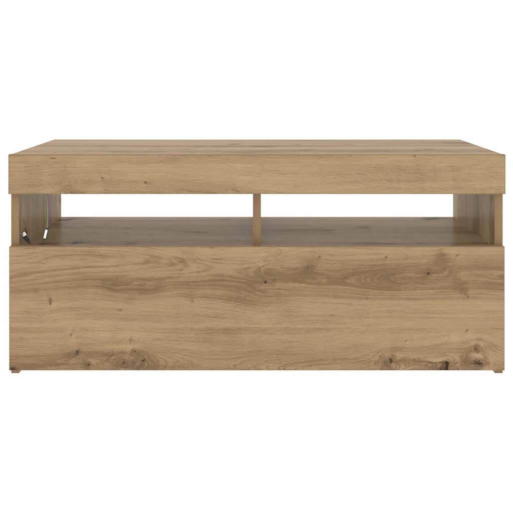 vidaXL Έπιπλο Τηλεόρασης με LED Αρτισιανή Δρυς 90x35x40 εκ Επεξ.Ξύλο