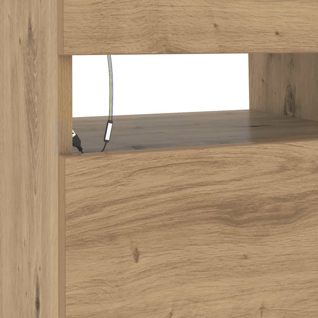 vidaXL Έπιπλο Τηλεόρασης με LED Αρτισιανή Δρυς 90x35x40 εκ Επεξ.Ξύλο