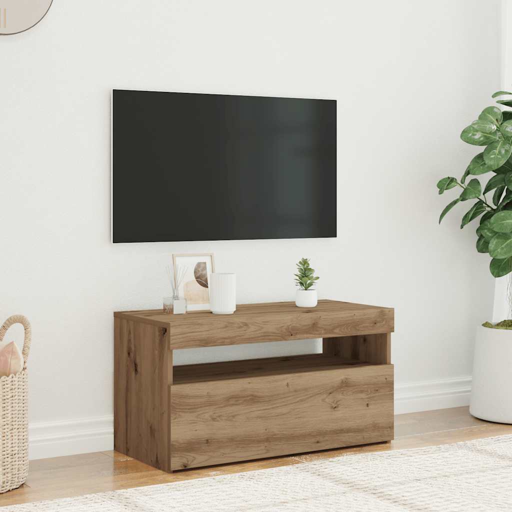 ντουλάπι τηλεόρασης vidaXL με φώτα LED Artisan Oak Κατασκευασμένο ξύλο
