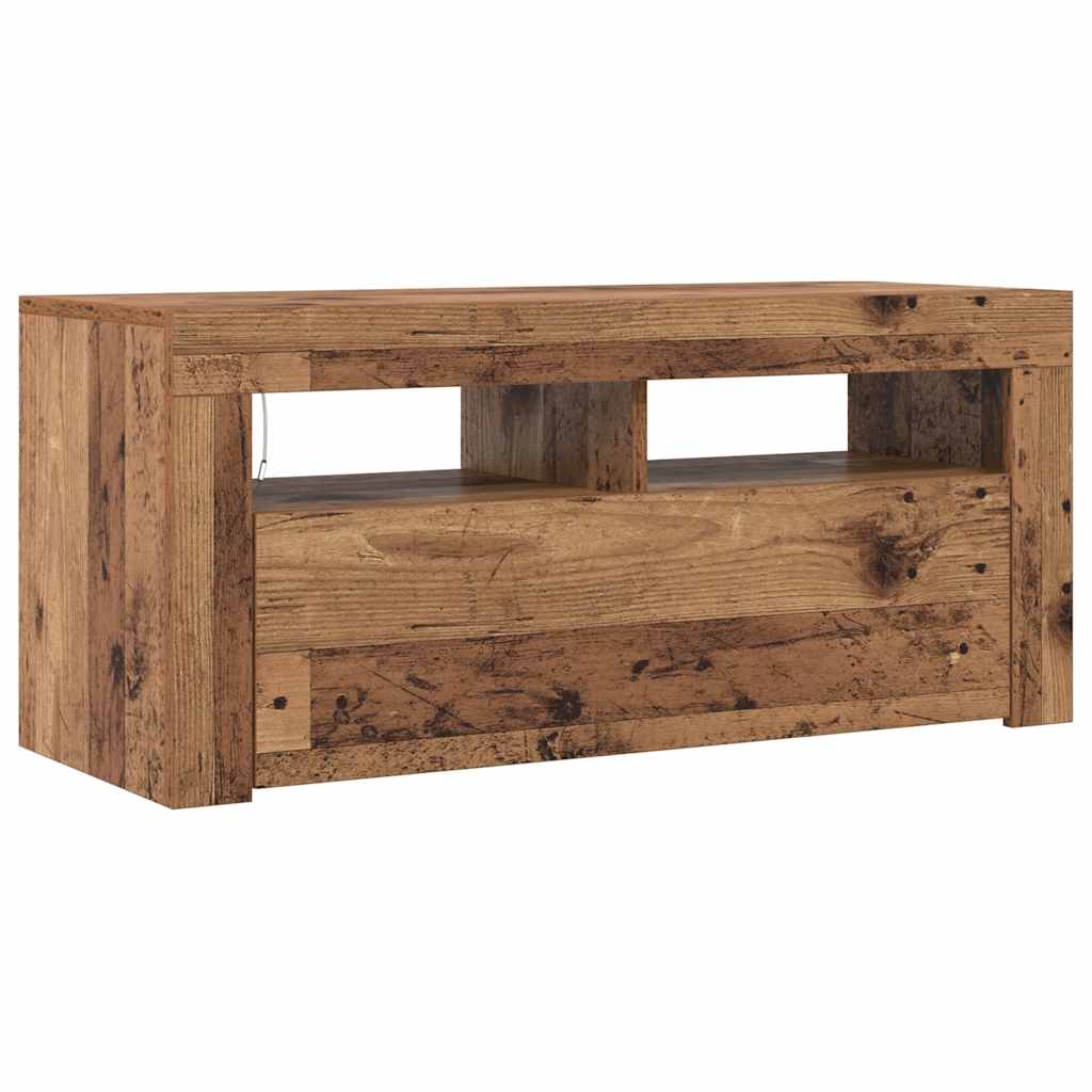vidaXL Έπιπλο Τηλεόρασης LED Όψη Παλαιού Ξύλου 90x35x40 εκ. Επεξ. Ξύλο