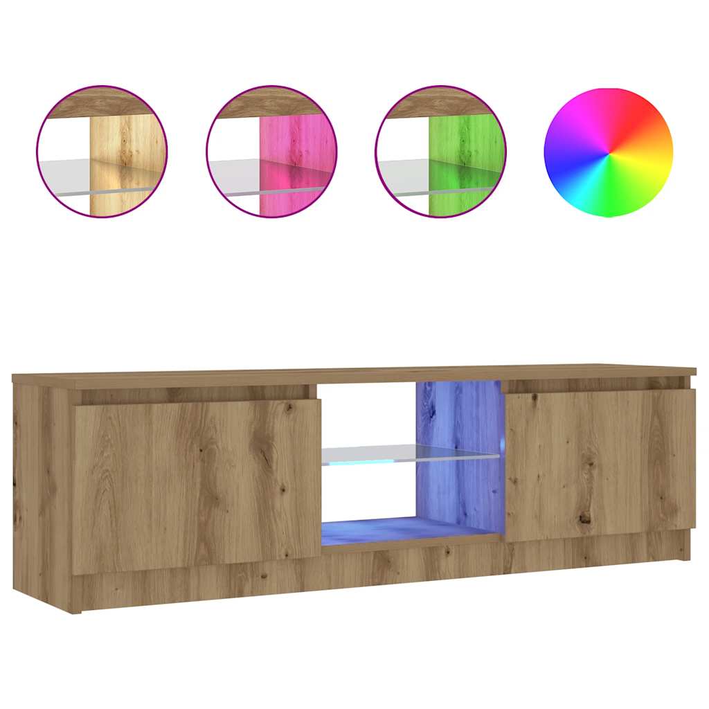 vidaXL Έπιπλο Τηλεόρασης με LED Αρτισιανή Δρυς 120x30x36 εκ Επεξ.Ξύλο