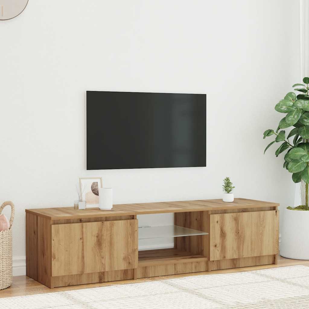 ντουλάπι τηλεόρασης vidaXL με φώτα LED Artisan Oak Κατασκευασμένο ξύλο