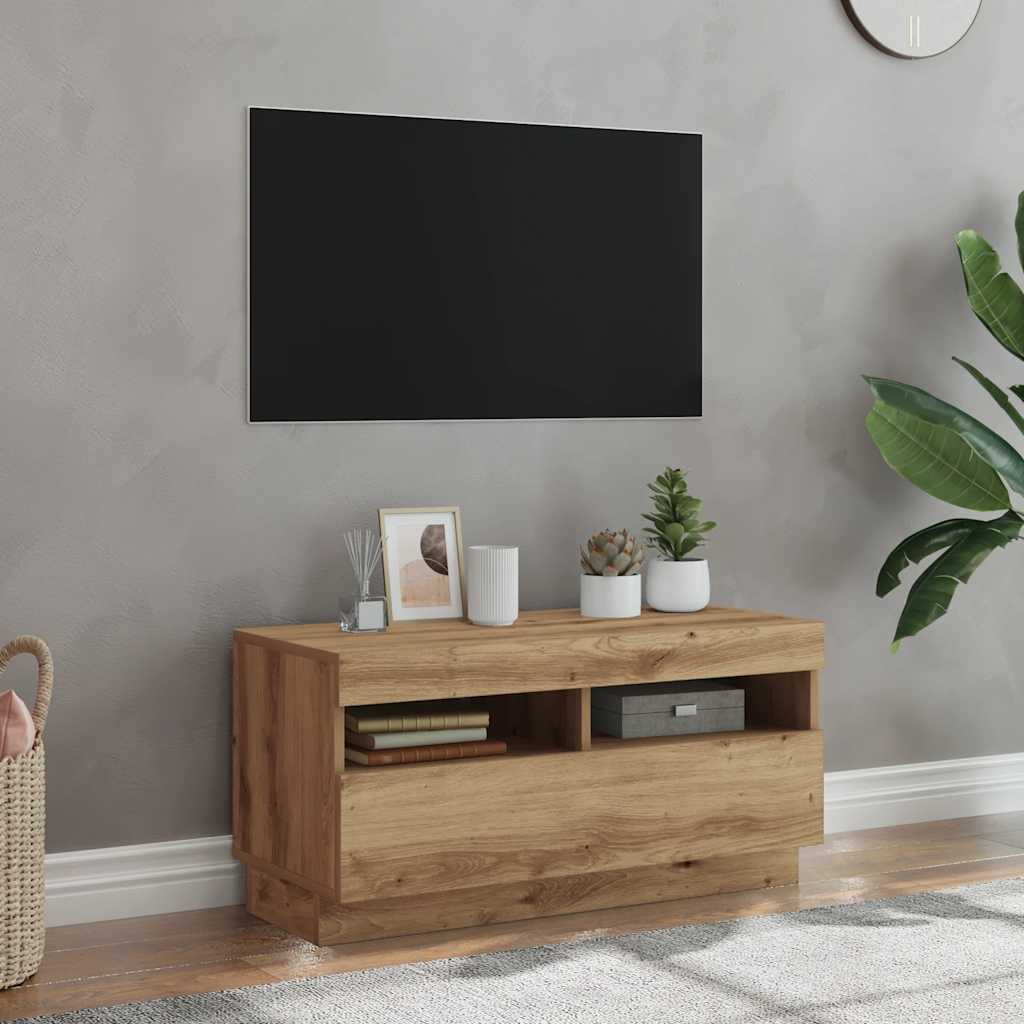 vidaXL Έπιπλο Τηλεόρασης LED Αρτισιανή Δρυς 80x35x40 εκ. Επεξ. Ξύλο