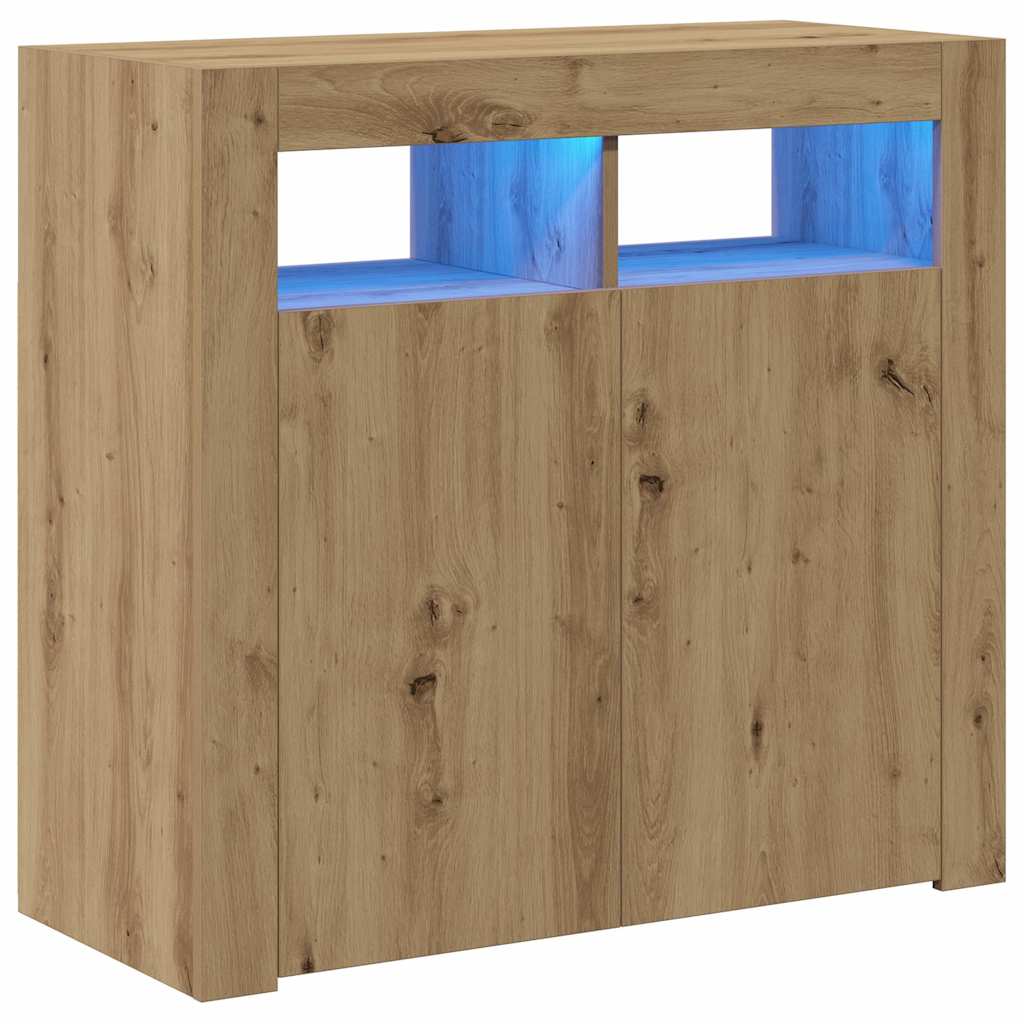 vidaXL Ντουλάπι με LED Αρτισιανή Δρυς 80 x 35 x 75 εκ. Επεξ. Ξύλο