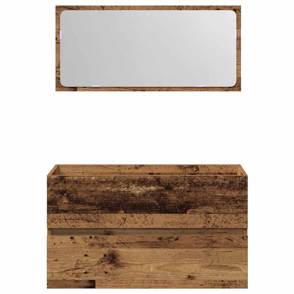 vidaXL Ντουλάπι μπάνιου με καθρέφτη Παλιό ξύλο Μηχανουργικό ξύλο