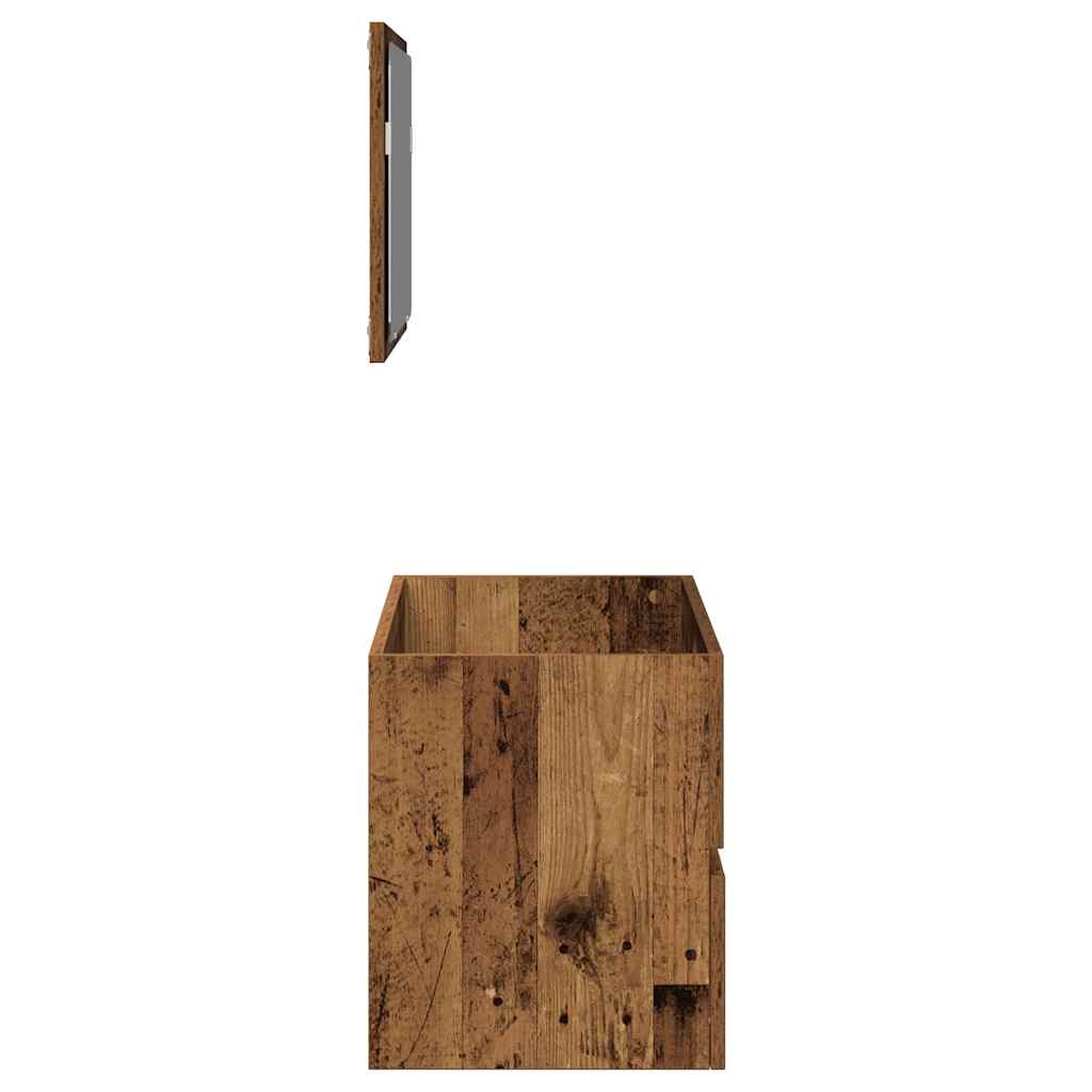 vidaXL Ντουλάπι μπάνιου με καθρέφτη Παλιό ξύλο Μηχανουργικό ξύλο