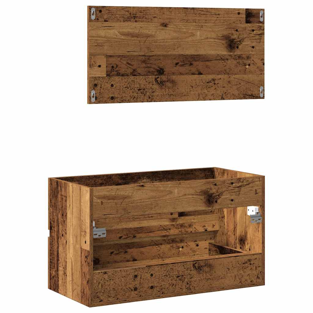 vidaXL Ντουλάπι μπάνιου με καθρέφτη Παλιό ξύλο Μηχανουργικό ξύλο