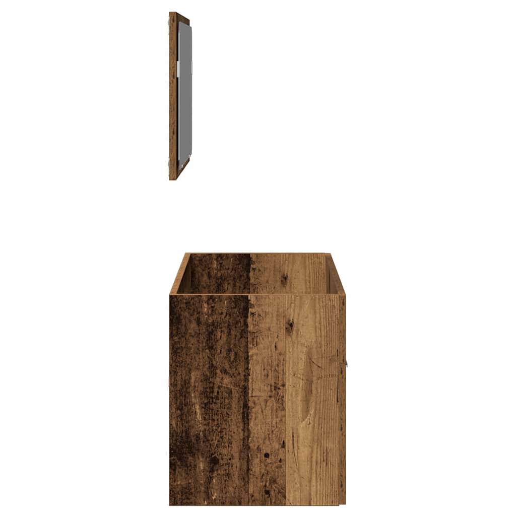 vidaXL Ντουλάπι μπάνιου με καθρέφτη Παλιό ξύλο Μηχανουργικό ξύλο