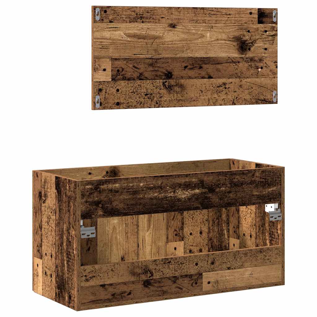 vidaXL Ντουλάπι μπάνιου με καθρέφτη Παλιό ξύλο Μηχανουργικό ξύλο