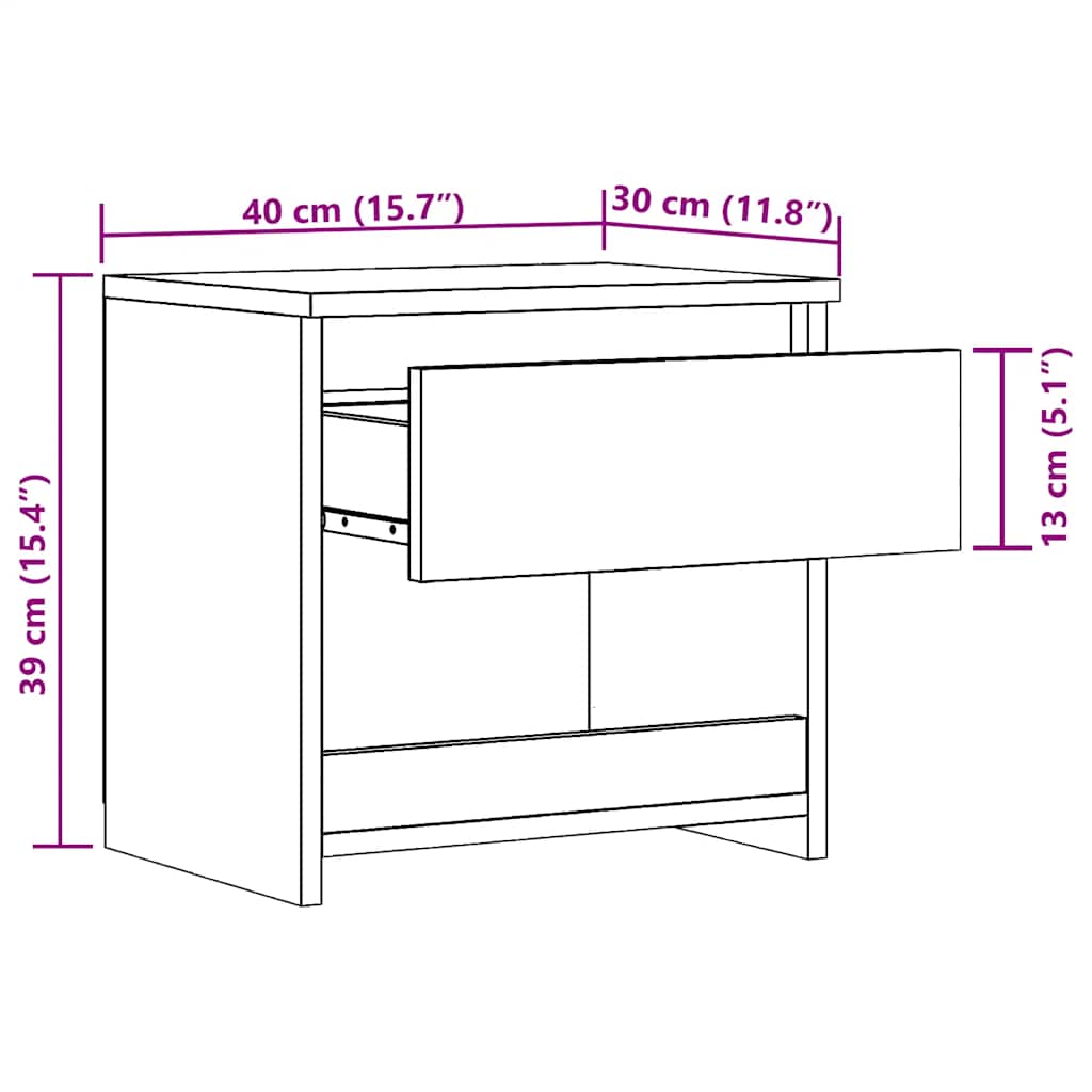 vidaXL Κομοδίνο ντουλάπι Artisan Oak 40x30x39 cm Κατασκευασμένο ξύλο