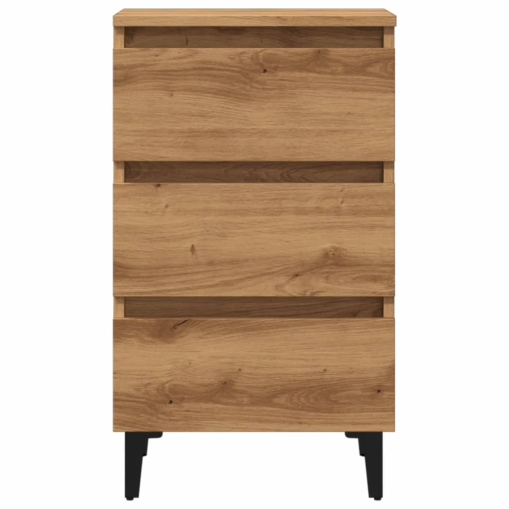 vidaXL Ντουλάπι κρεβατιού με μεταλλικά πόδια Artisan Oak 40x35x69 cm