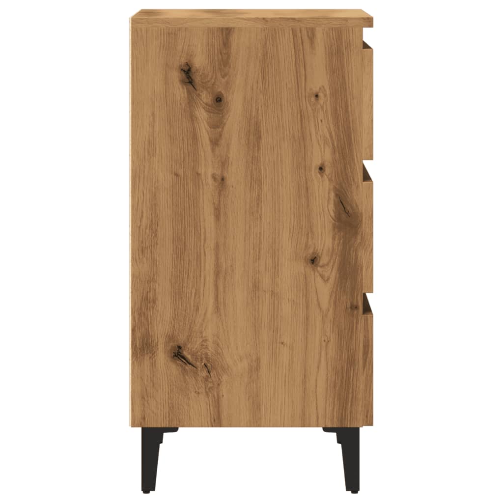vidaXL Ντουλάπι κρεβατιού με μεταλλικά πόδια Artisan Oak 40x35x69 cm