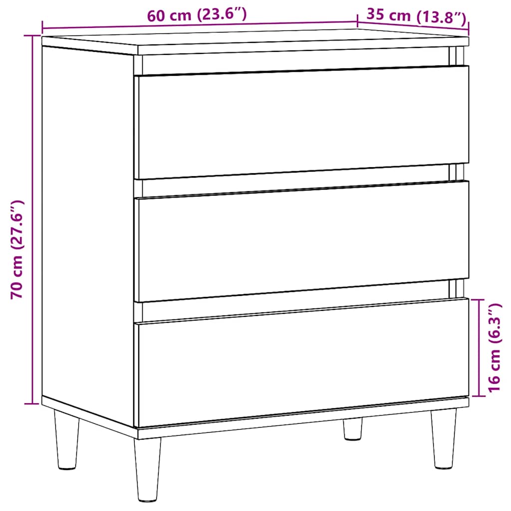 vidaXL Μπουφές Τεχνίτης Δρυς 60x35x70 εκ. από Επεξεργασμένο Ξύλο