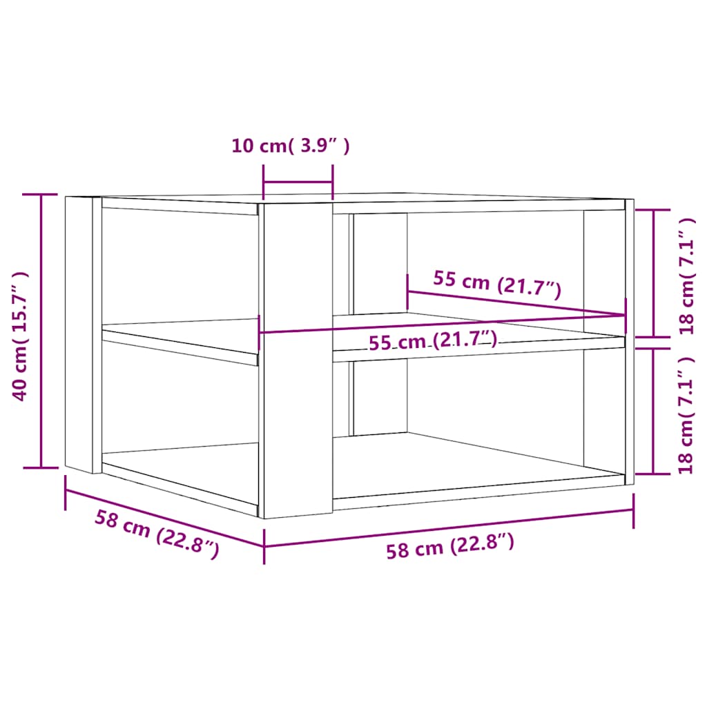 vidaXL Τραπεζάκι σαλονιού Artisan Oak 58x58x40 cm Κατασκευασμένο ξύλο