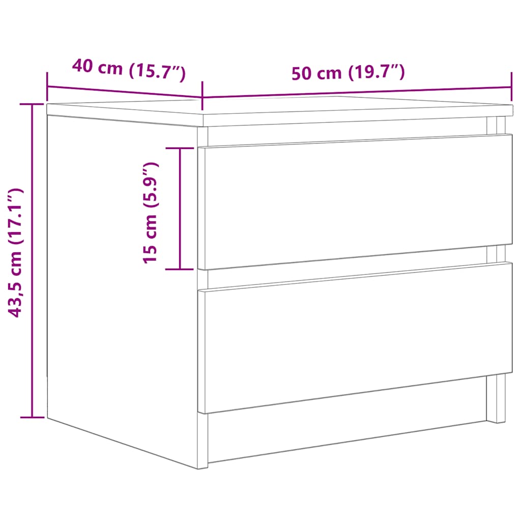 vidaXL Κομοδίνο ντουλάπι Artisan Oak 40x40x50 cm Κατασκευασμένο ξύλο