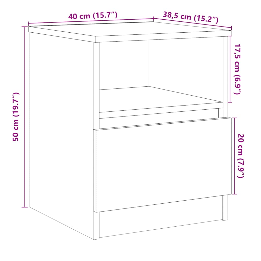 vidaXL Κομοδίνα 2 τεμάχια Artisan Oak 40x40x50 cm Κατασκευασμένο ξύλο