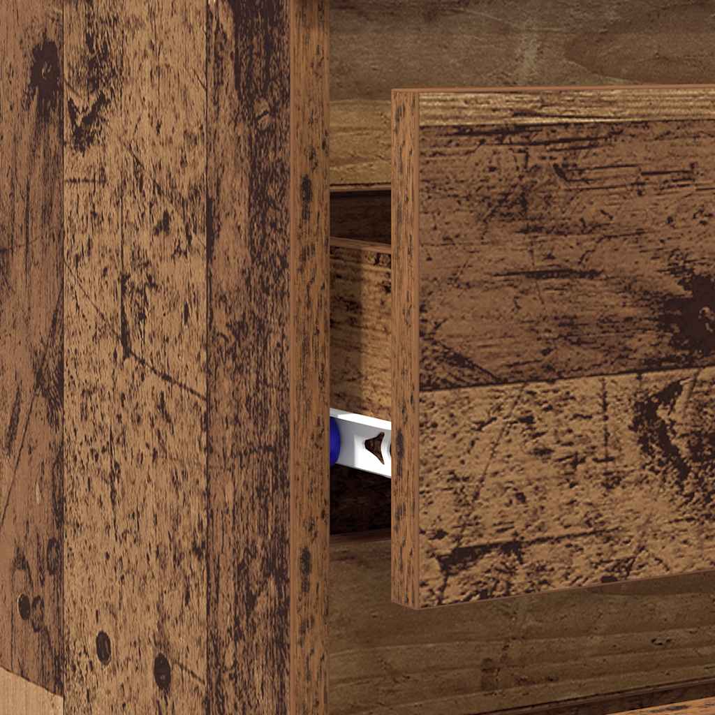 vidaXL Κομοδίνα 2 τεμ. Όψη Παλαιού Ξύλου 40x35x62,5 εκ. από Επεξ. Ξύλο