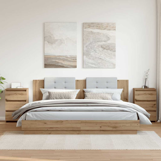 vidaXL Κομοδίνα 2 τεμ.Αρτισιανή Δρυς 40x35x62,5 εκ. Επεξ. Ξύλο