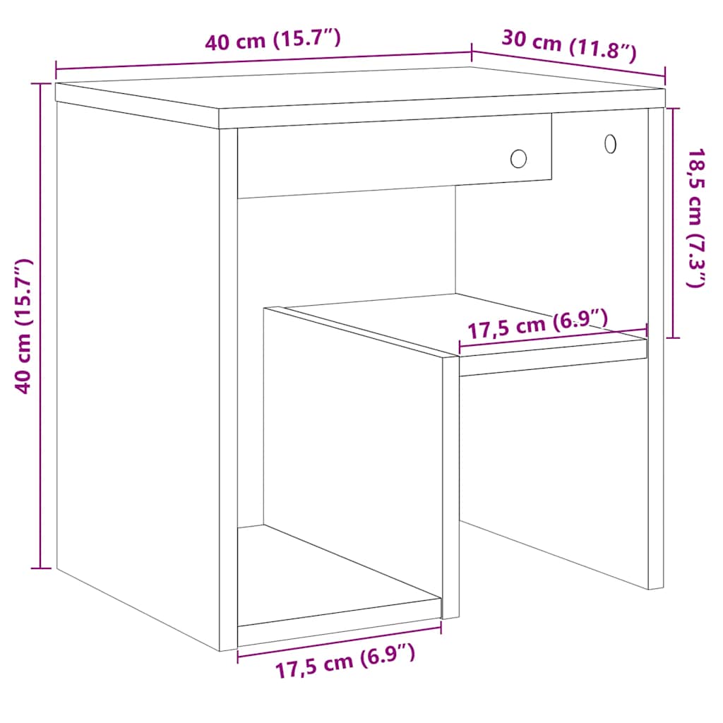 vidaXL Κομοδίνο ντουλάπι Artisan Oak 40x30x40 cm Κατασκευασμένο ξύλο