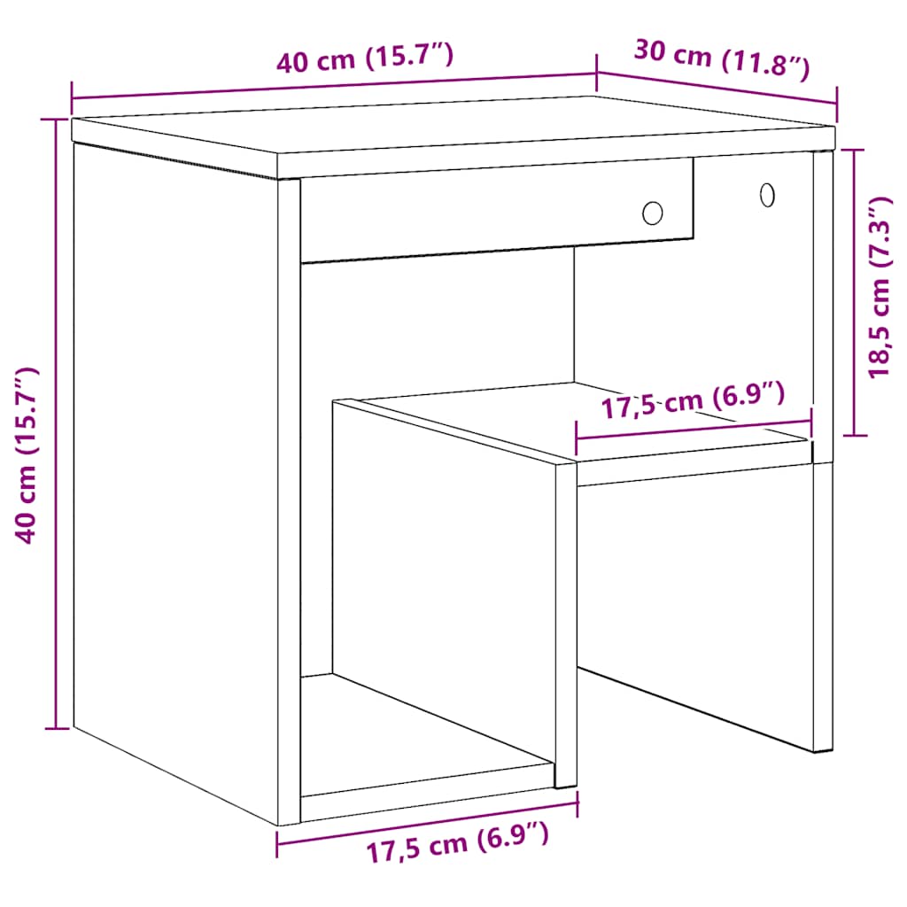 vidaXL Κομοδίνα 2 τεμ. Τεχνίτης Δρυς 40x30x40 εκ. από Επεξεργ. Ξύλο