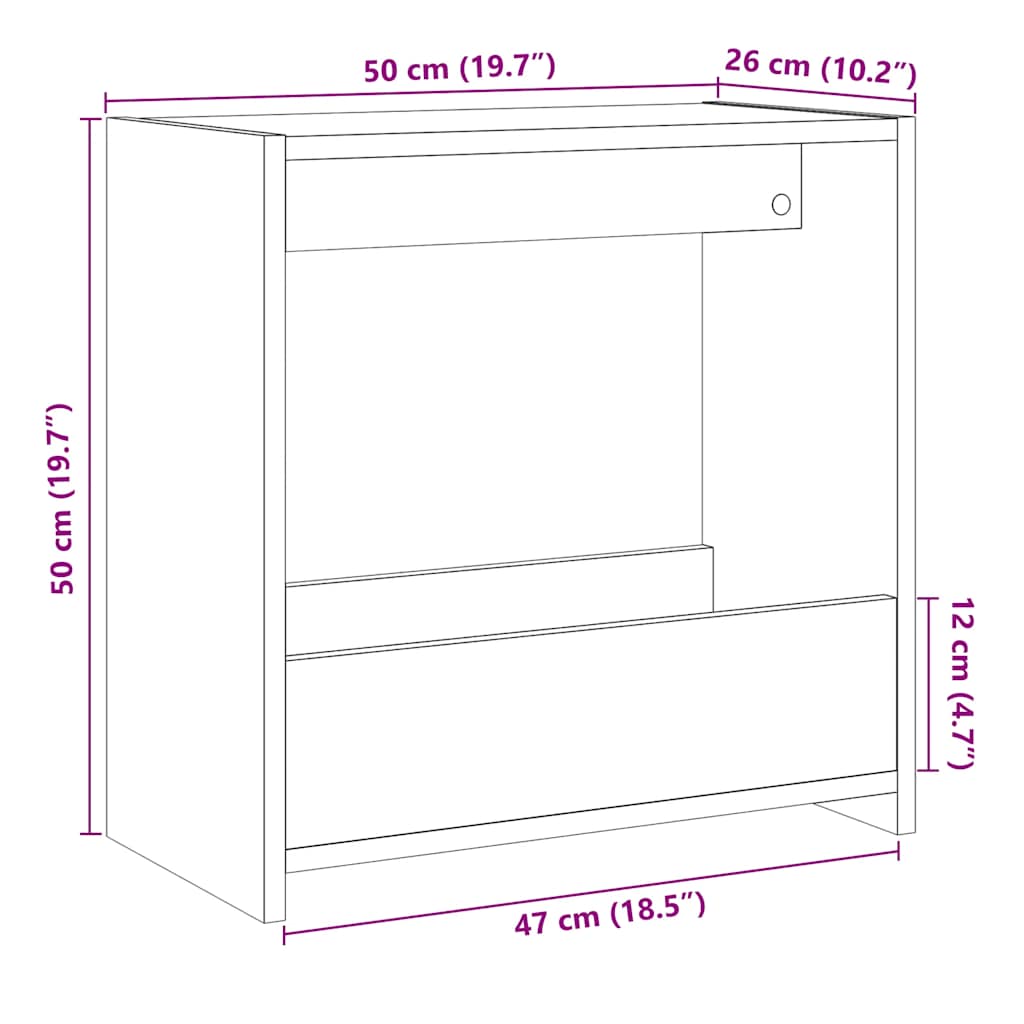 vidaXL Side Table Παλιό ξύλο 50x26x50 cm Κατασκευασμένο ξύλο