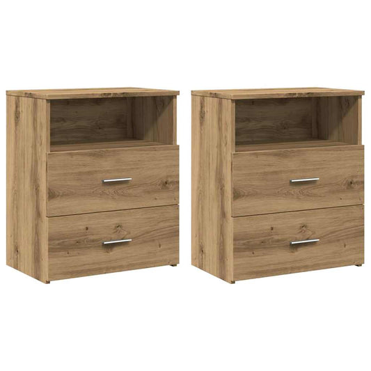vidaXL Κομοδίνα 2 τεμ.Αρτισιανή Δρυς 50x32x60 εκ. Επεξ. Ξύλο