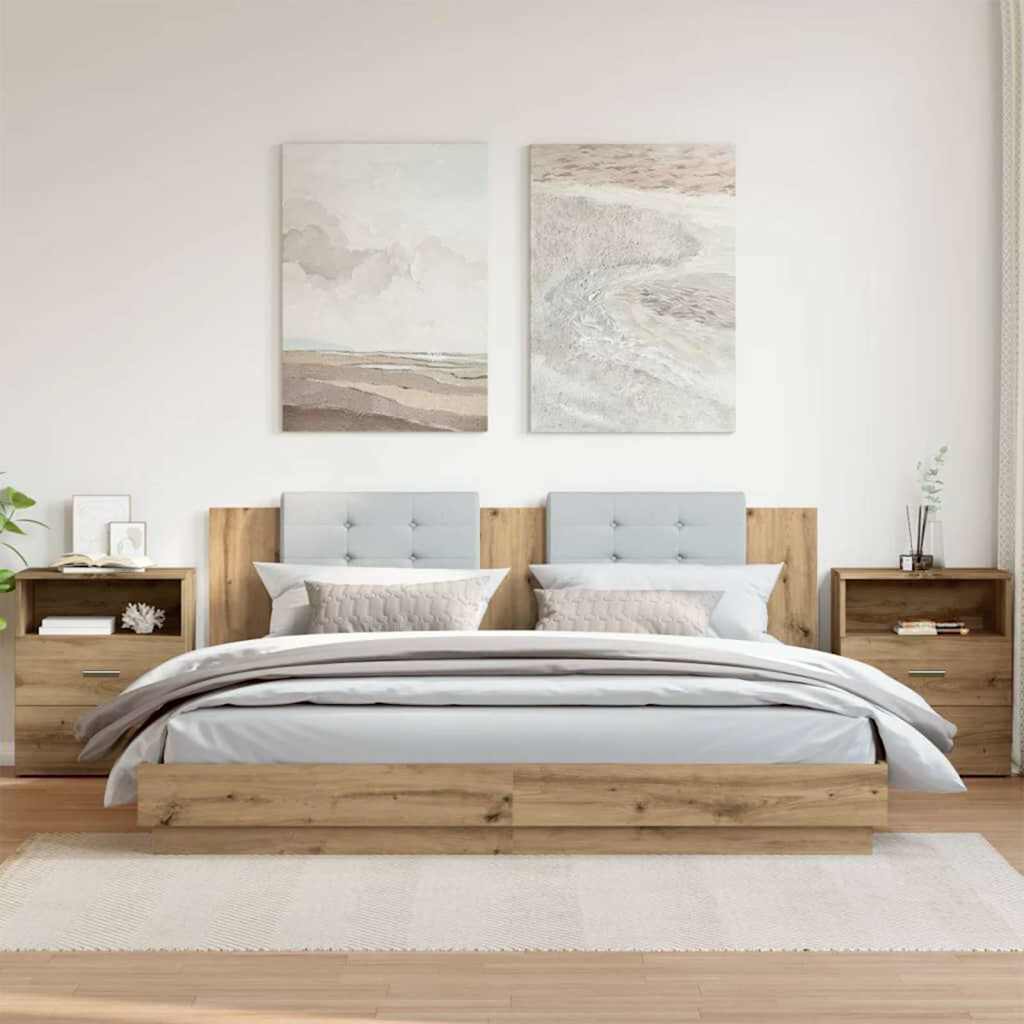 vidaXL Κομοδίνα 2 τεμ.Αρτισιανή Δρυς 50x32x60 εκ. Επεξ. Ξύλο