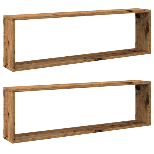 vidaXL Ράφια Κύβοι Τοίχου Όψη Παλαιού Ξύλου 100x15x30 εκ. Επεξ. Ξύλο