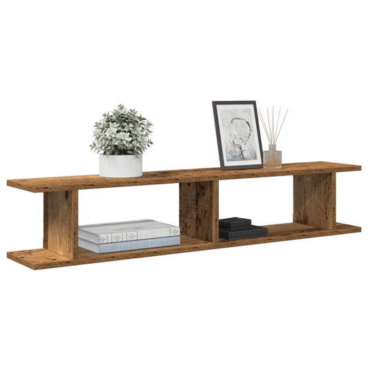 vidaXL Ραφιέρες Τοίχου 2 τεμ. Όψη Παλαιού Ξύλου 105x18x20εκ Επεξ. Ξύλο