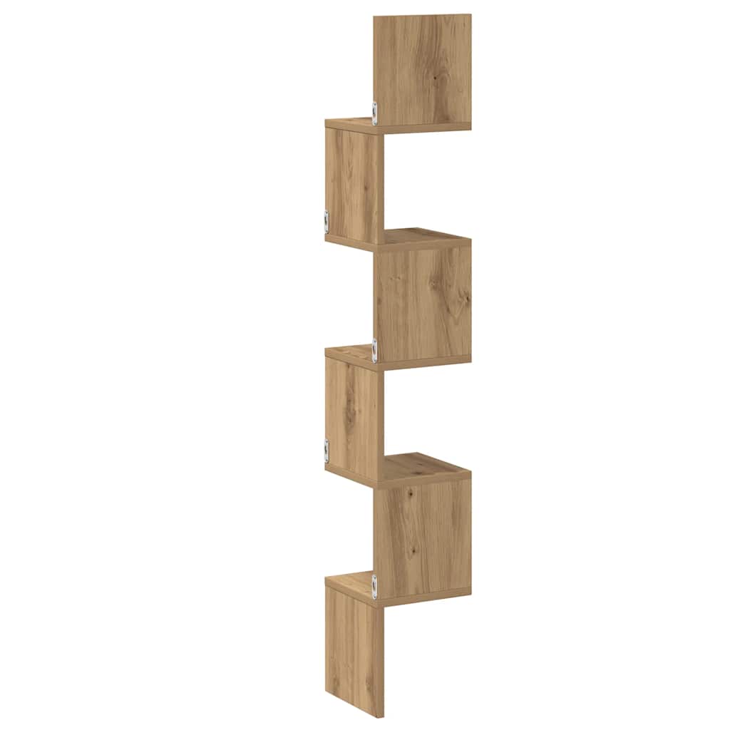 vidaXL Γωνιακό ράφι τοίχου Δρυς τεχνίτης 20x20x127,5 cm