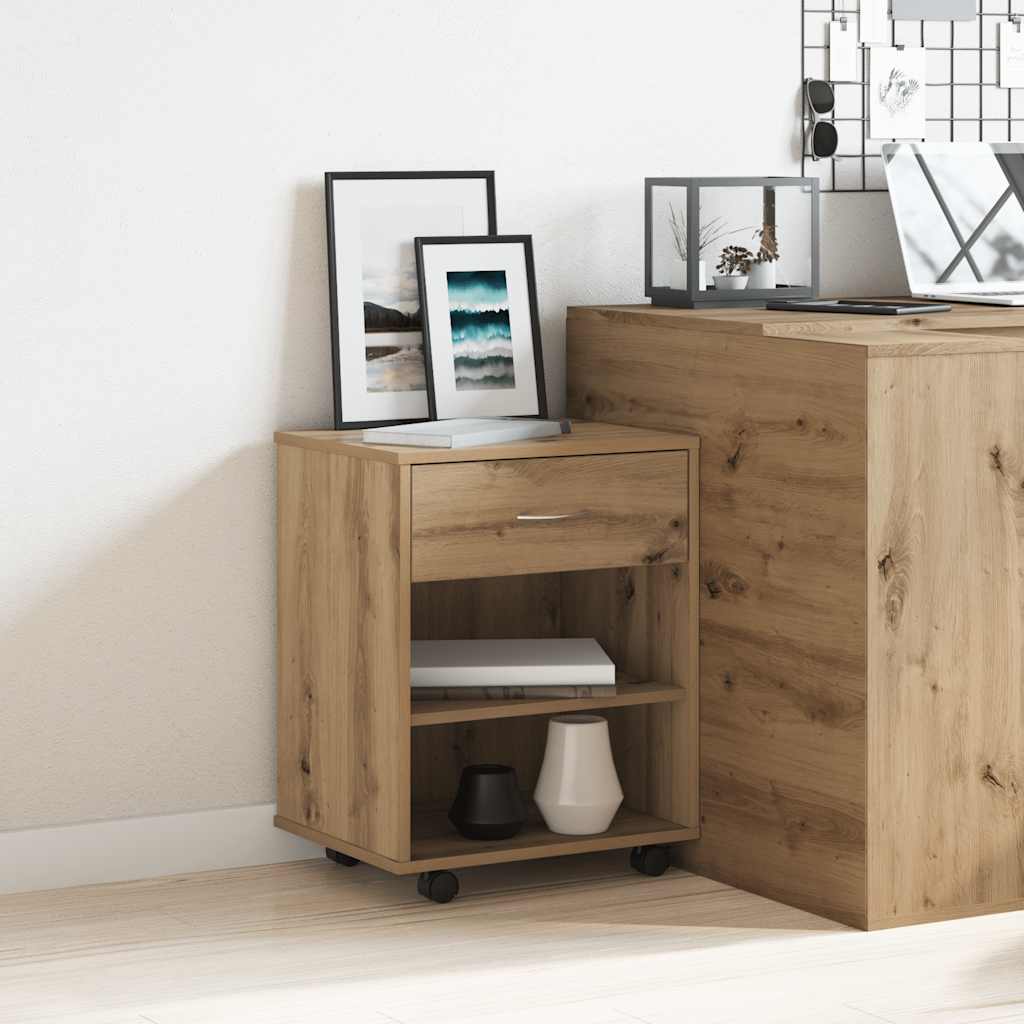 vidaXL Ντουλάπι Τροχήλατο Αρτισιανή Δρυς 46x36x59 εκ. Επεξεργ. Ξύλο