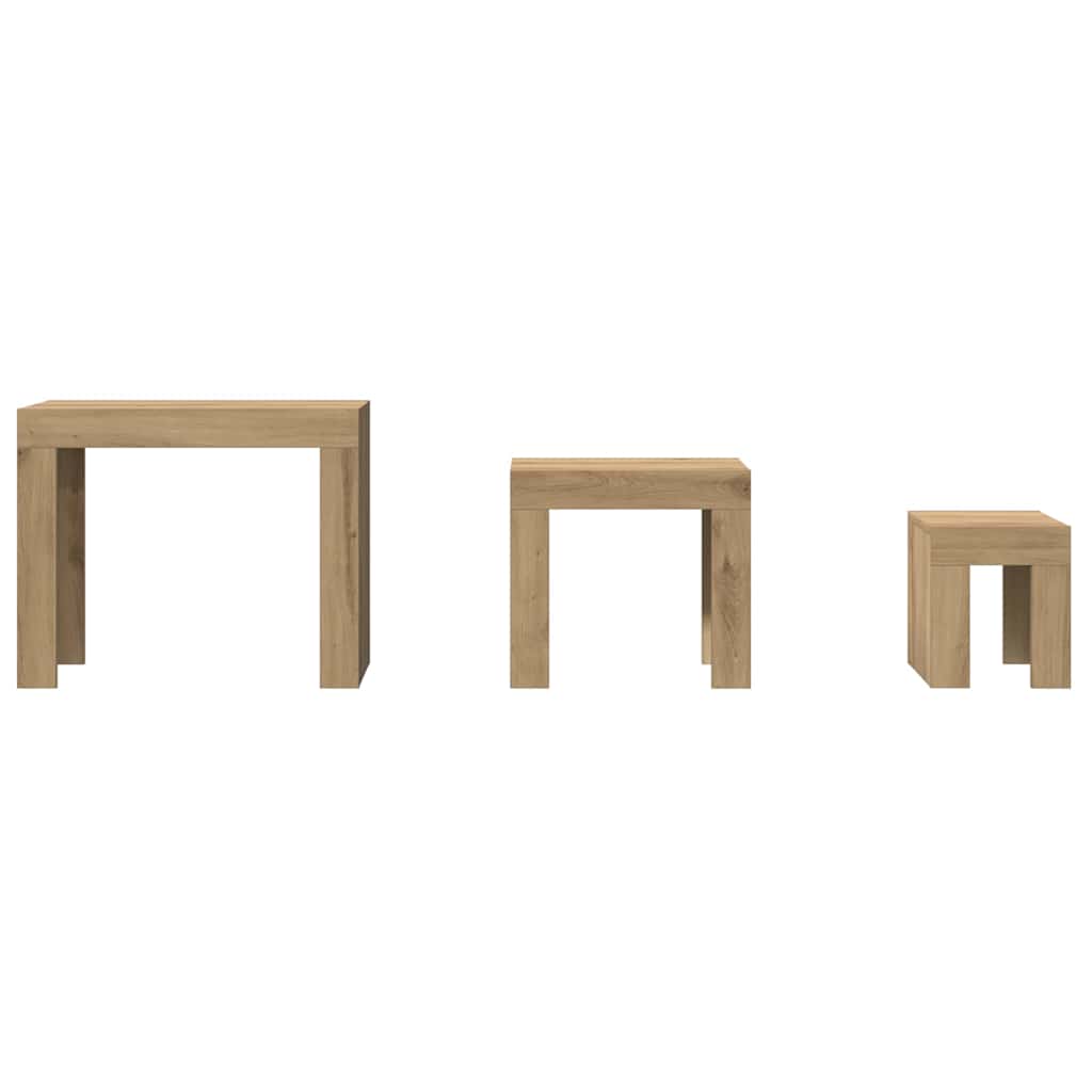 vidaXL Τραπεζάκια Ζιγκόν 3 τεμ. Αρτισιανή Δρυς από Επεξεργασμένο Ξύλο