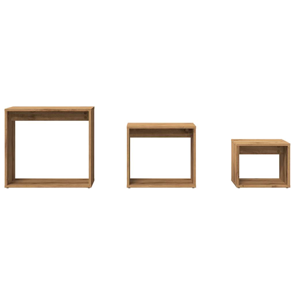 vidaXL Τραπεζάκια Ζιγκόν 3 τεμ. Αρτισιανή Δρυς από Επεξεργασμένο Ξύλο