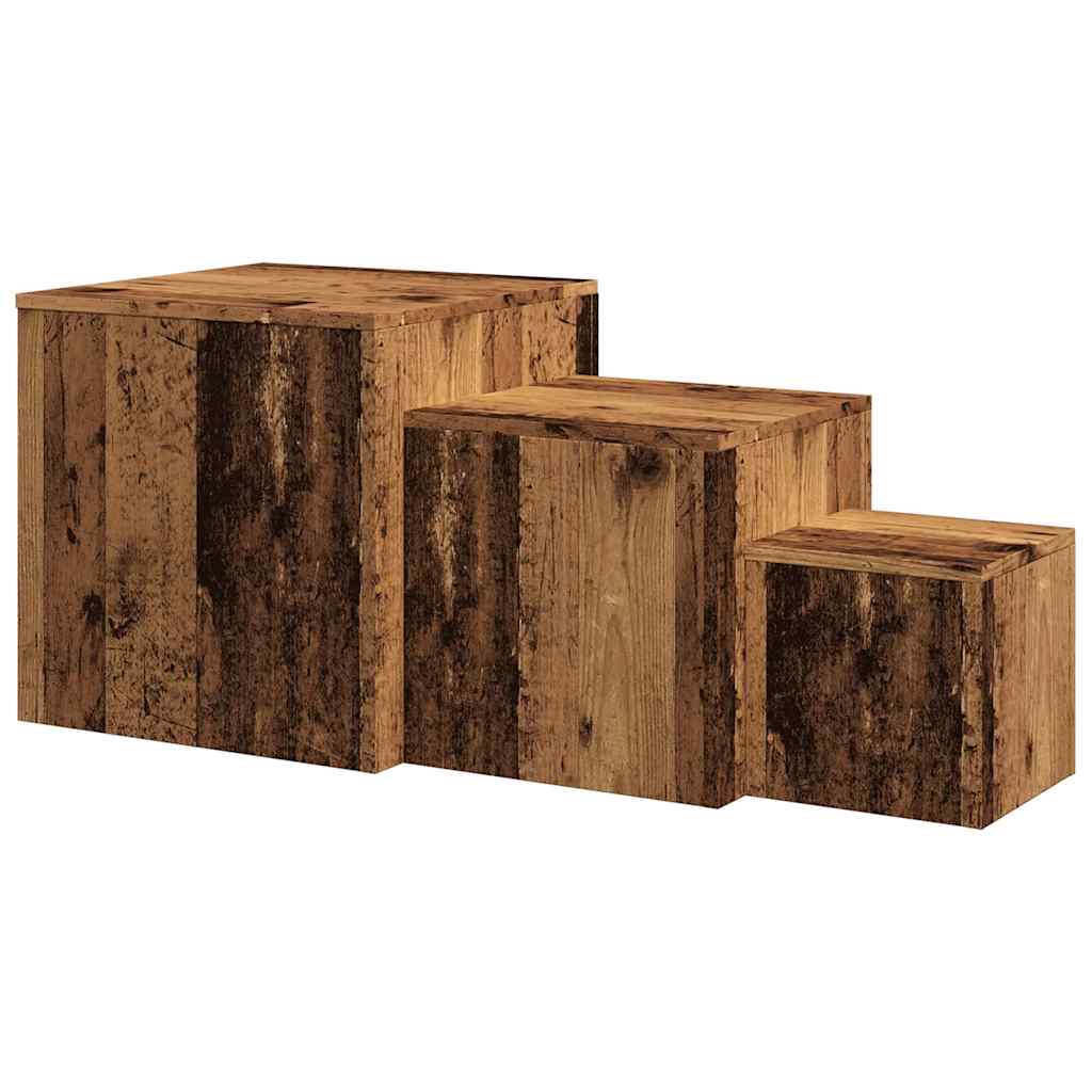 vidaXL Τραπεζάκια Βοηθητικά 3 τεμ. Παλιό Ξύλο από Μοριοσανίδα