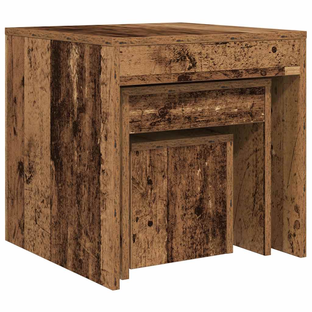vidaXL Τραπεζάκια Ζιγκόν 3 τεμ. Παλαιό Ξύλο από Επεξεργασμένο Ξύλο
