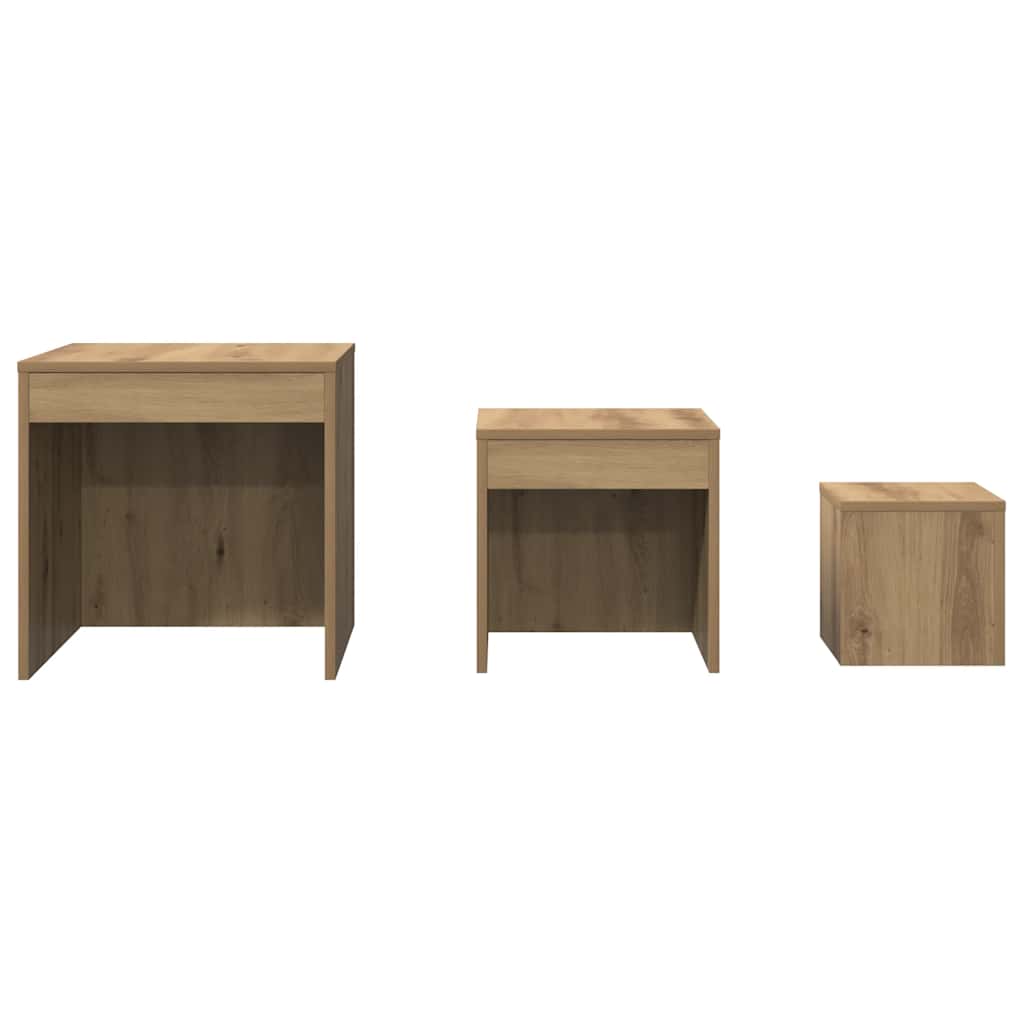 vidaXL Τραπεζάκια Ζιγκόν 3 τεμ. Αρτισιανή Δρυς από Επεξεργασμένο Ξύλο