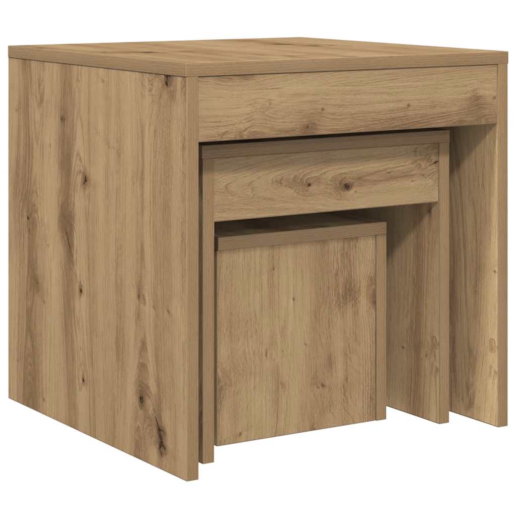 vidaXL Τραπεζάκια Ζιγκόν 3 τεμ. Αρτισιανή Δρυς από Επεξεργασμένο Ξύλο