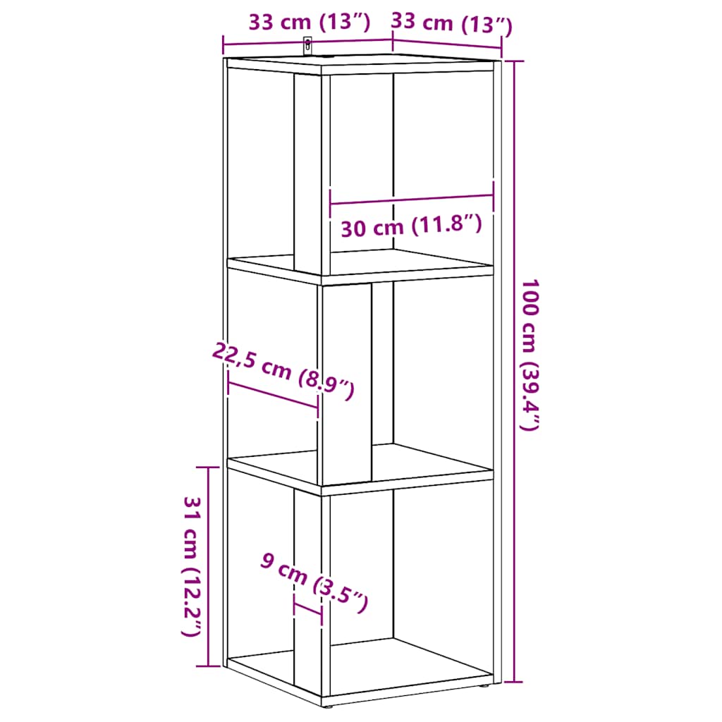 vidaXL Γωνιακό ντουλάπι Artisan Oak 33x33x100 cm Κατασκευασμένο ξύλο