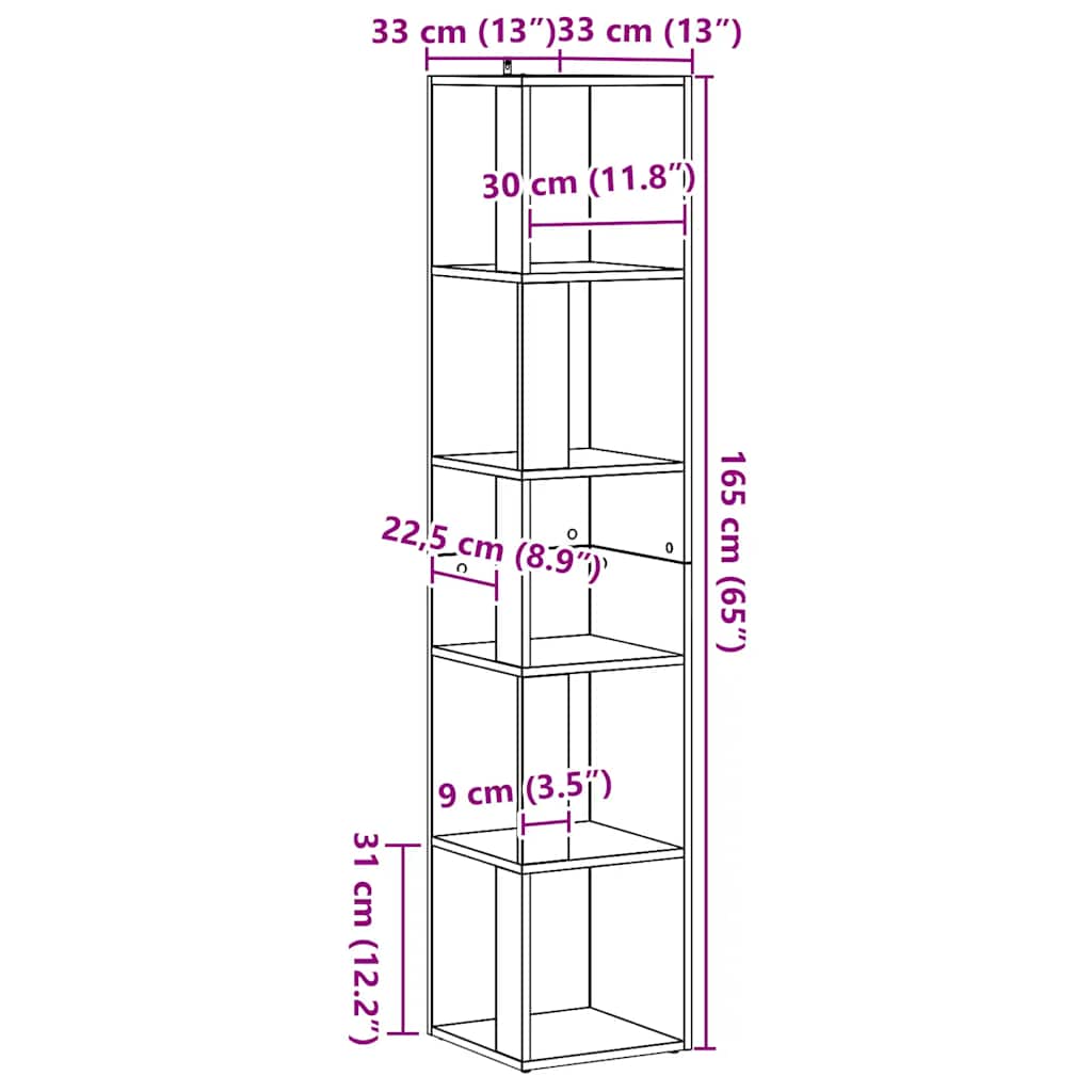 vidaXL Γωνιακό ντουλάπι Artisan Oak 33x33x165 cm Κατασκευασμένο ξύλο