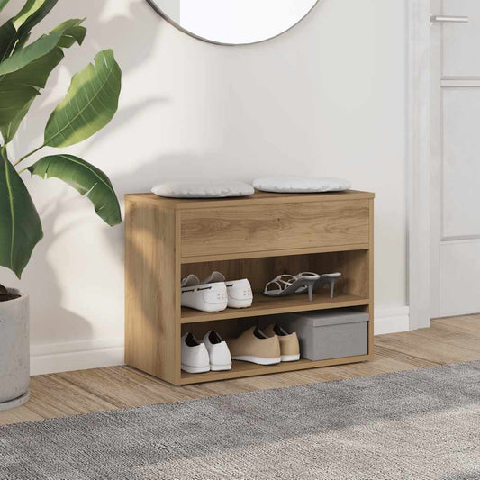 vidaXL Πάγκος Παπουτσιών τεχνίτης Δρυς 60x30x45 εκ. Επεξεργασμένο Ξύλο