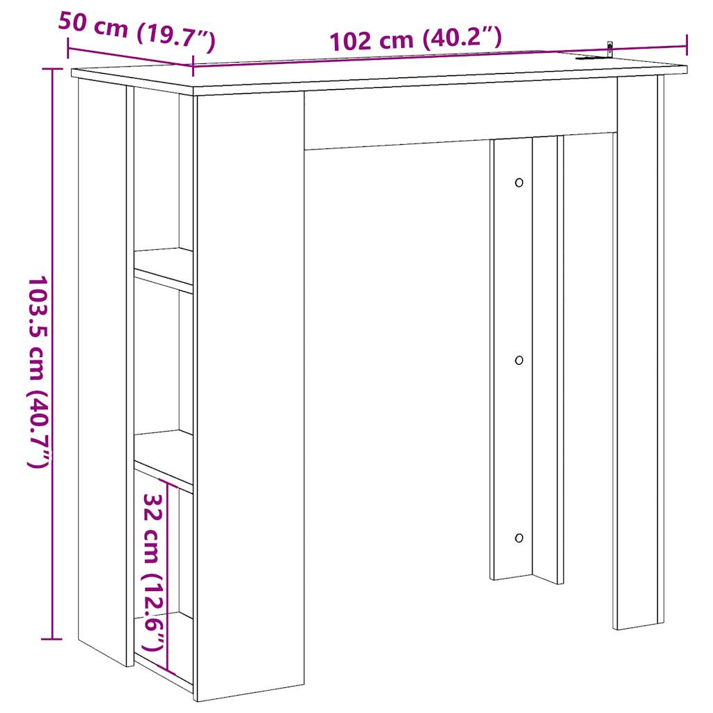 vidaXL Τραπέζι Κονσόλα με Ράφι Παλιό Ξύλο 102x50x103,5εκ Επεξεργ. Ξύλο