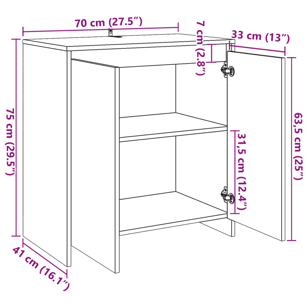 vidaXL Μπουφές Παλαιό Ξύλο 70x41x75 εκ. από Επεξεργασμένο Ξύλο
