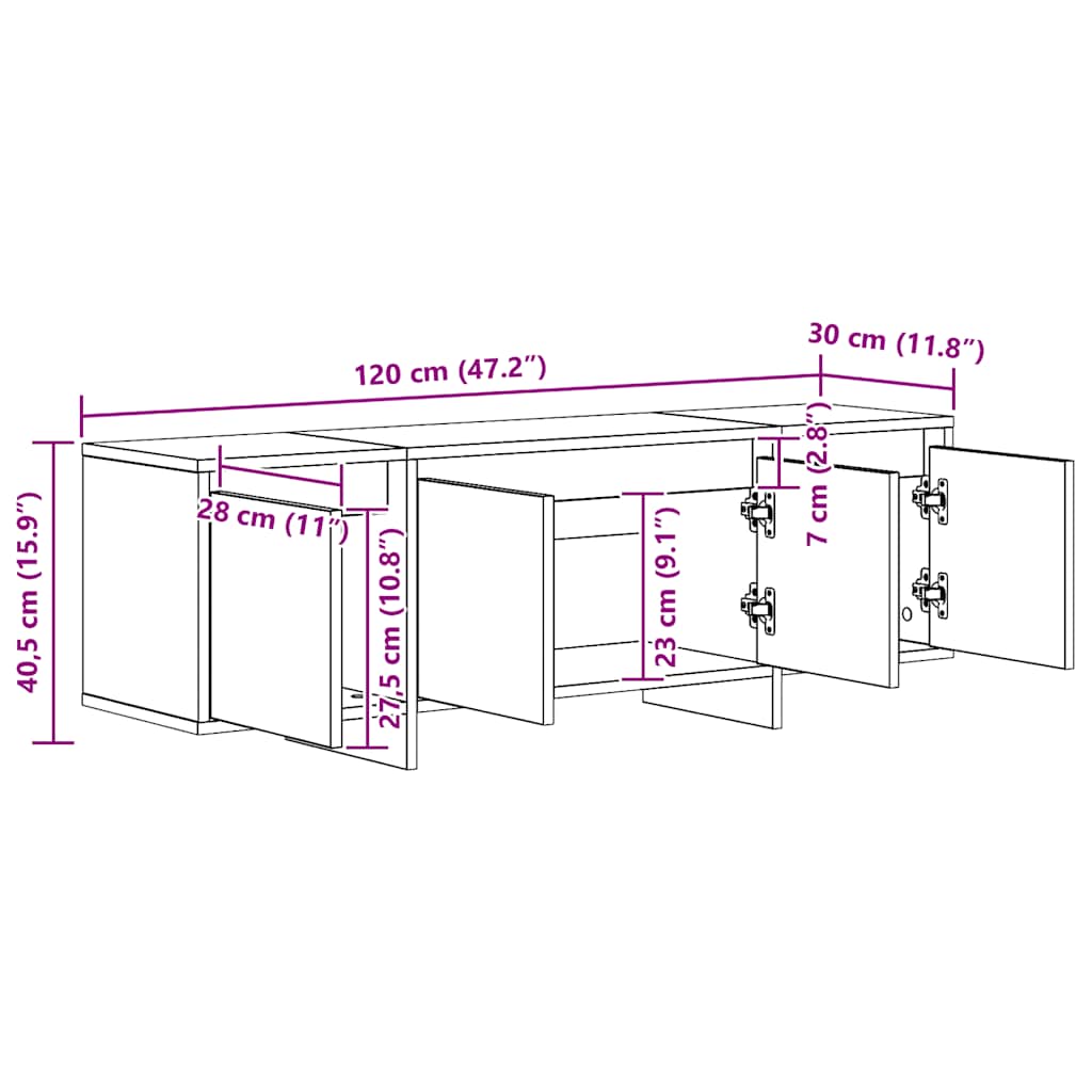 vidaXL Έπιπλο Τηλεόρασης Αρτισιανή Δρυς 120x30x40,5 εκ Επεξ. Ξύλο